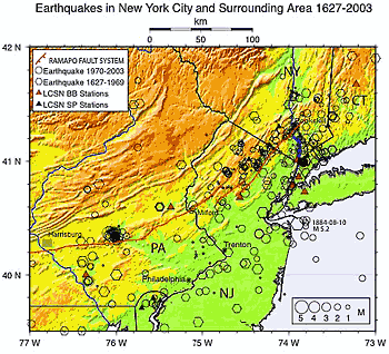 Earthquake history map