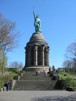 Hermannsdenkmal - The monument commemorates the Cherusci war chief Arminius and the Battle of the Teutoburg Forest in which germanic tribes under Arminius recorded a decisive victory in 9 AD over three Roman legions under Varus.