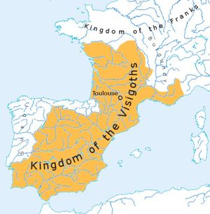 Extent of the Visigoth kingdom of Toulouse by 500