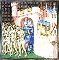 Cathars being expelled from Carcassone in 1209