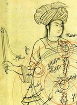 Photo taken from medieval manuscript by Qotbeddin Shirazi, a Persian Astronomer. The image depicts a star constellation.