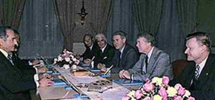 The Iranian Shah, Mohammad Reza Pahlavi, meeting with Arthur Atherton, William H. Sullivan, Cyrus Vance, President Jimmy Carter and Zbigniew Brzezinski, 1977