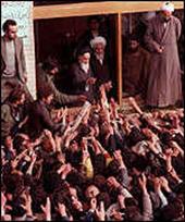 Ayatollah Khomeini receives an ecstatic welcome