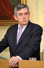 Britain&#39;s Prime Minister Gordon Brown attends a press conference ...