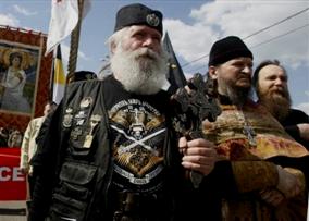 Alexander Dugin, the leader of the Eurasian Movement, right, takes part in a Russian nationalists&#039; rally in support of Serbia in Moscow, Russia, Sunday, April 27, 2008. The Eurasian Movement is a nationalist group that is strongly critical of the West and opposes what it calls a U.S. encroachment on Russia&#039;s traditional sphere of influence. From AP Photo by MIKHAIL METZEL.