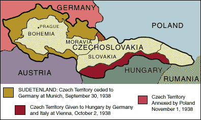 Map of Czechoslovakia Showing the Sudetenland